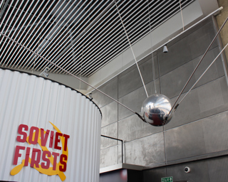Sputnik 1 displayed in the National Space Centre galleries