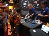 Family engaging with science demonstration at UK in Space Festival