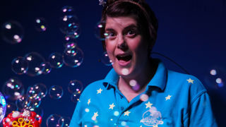 Bubbles and lights as part of sensory play at Small Space Day