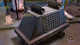 A MSE droid on display at an event.