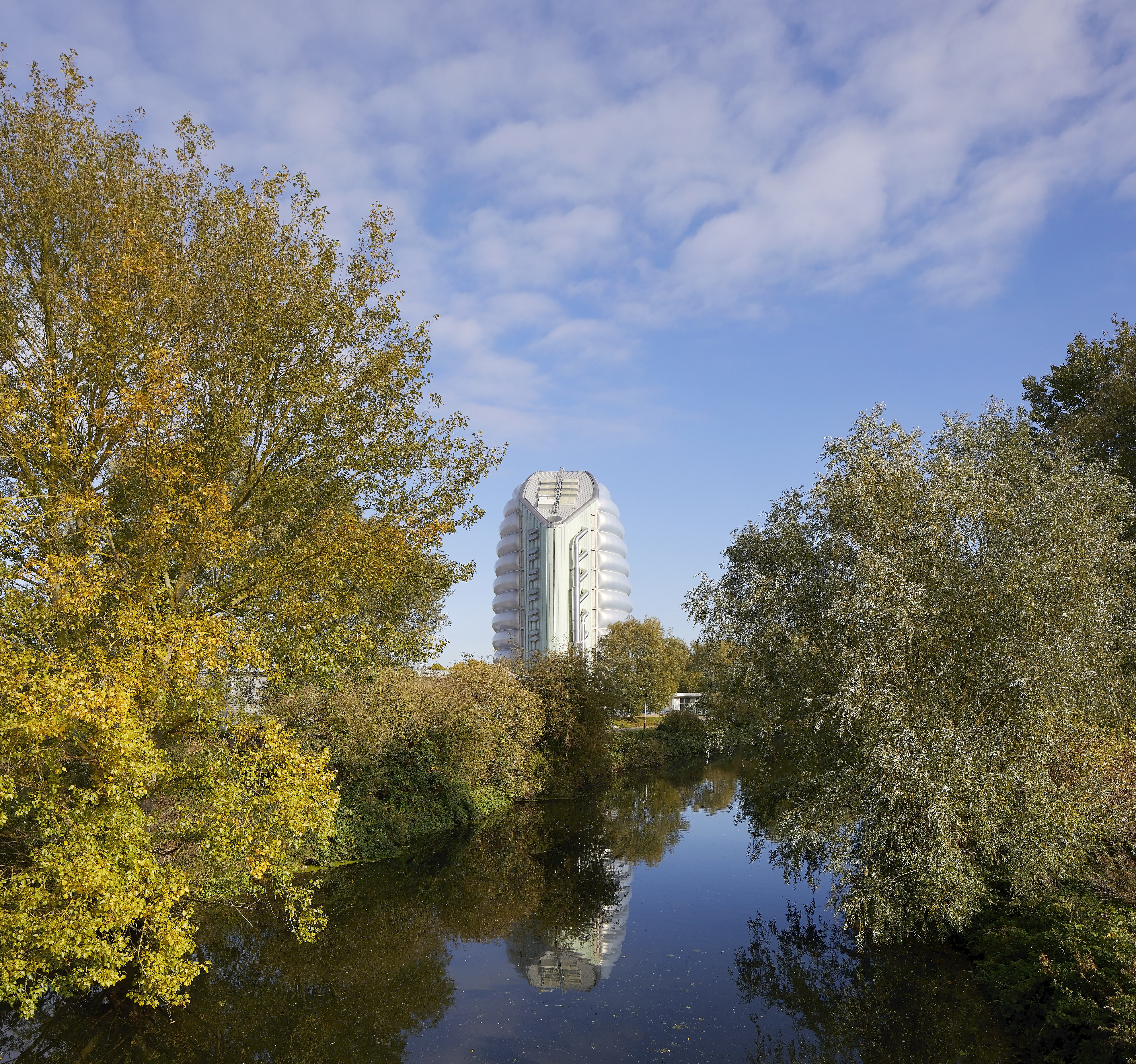 Rocket Tower and reflection in the canal