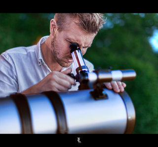 Setting up a telescope.