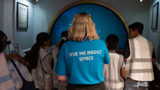 A Community team leader with a group from Space Cadets summer school 