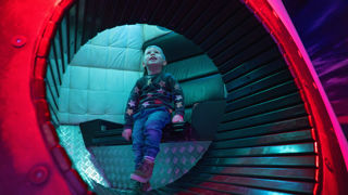 Small boy in the Gagarin capsule