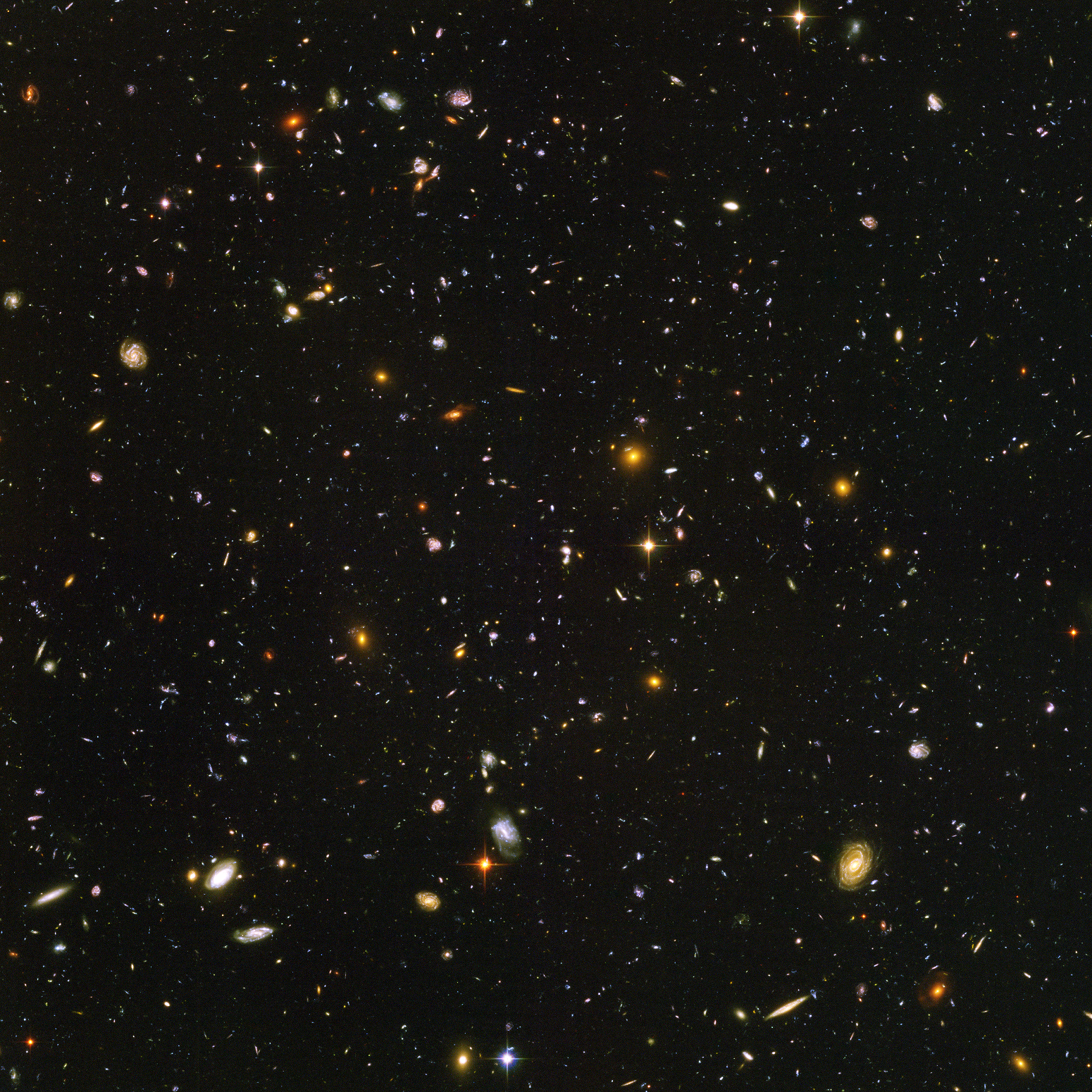 The ‘Hubble Ultra Deep Field,’ a view of nearly 10,000 galaxies imaged by the Hubble Space Telescope.
