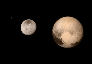 Pluto and two of its moons, Charon and Hydra