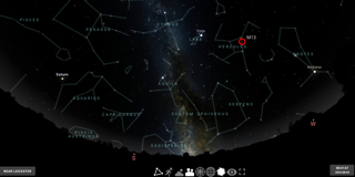 Screenshot of Stellarium showing the summer night sky.