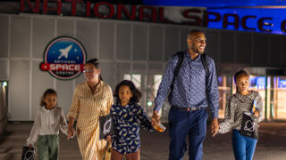 Family departing the National Space Centre