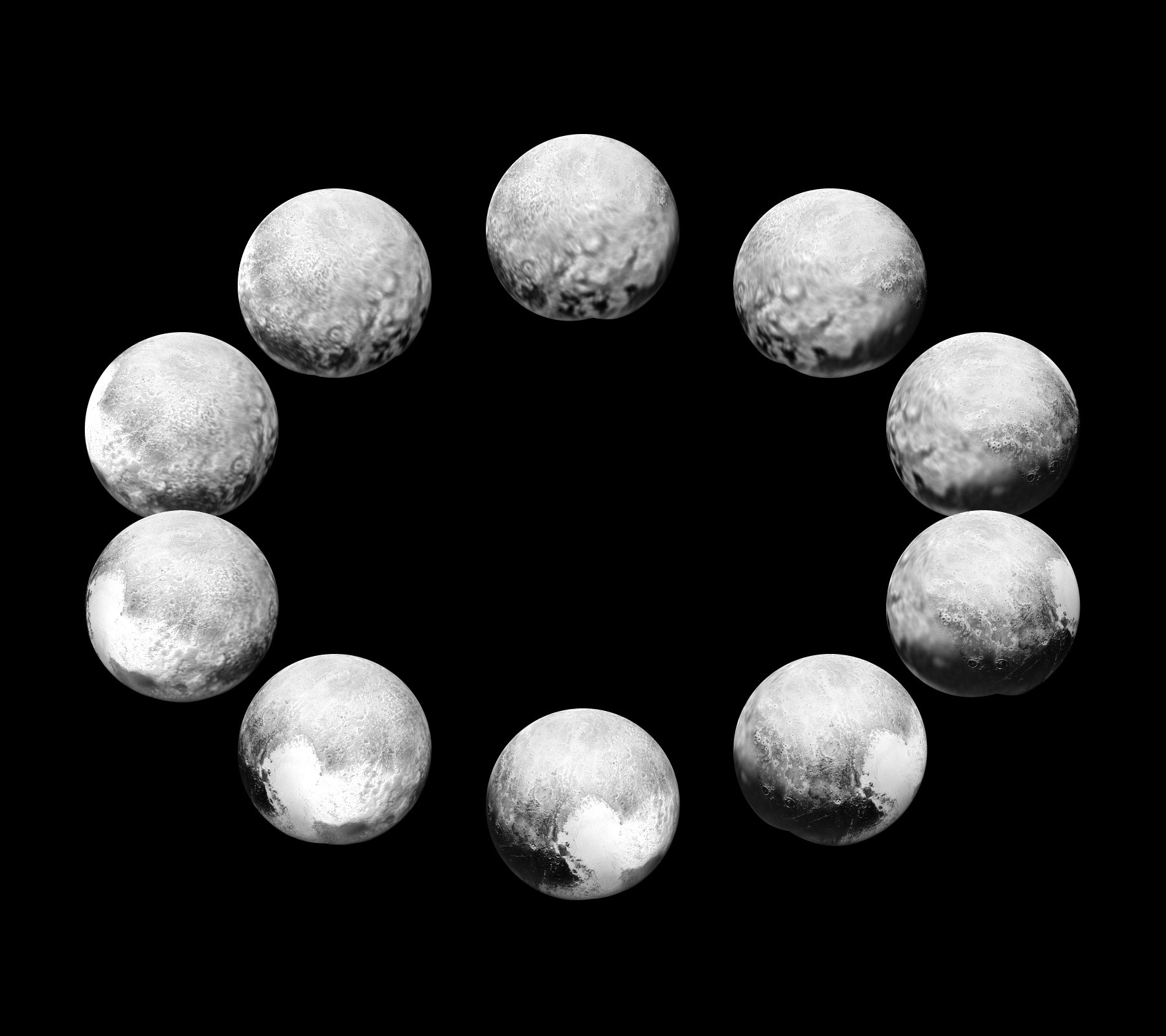 On approach in July 2015, the cameras on NASA's New Horizons spacecraft captured Pluto rotating over the course of a full "Pluto day"