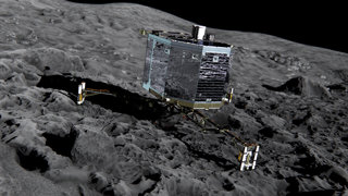 An artist’s impression of the Philae lander on the surface of comet 67P/Churyumov-Gerasimenko.