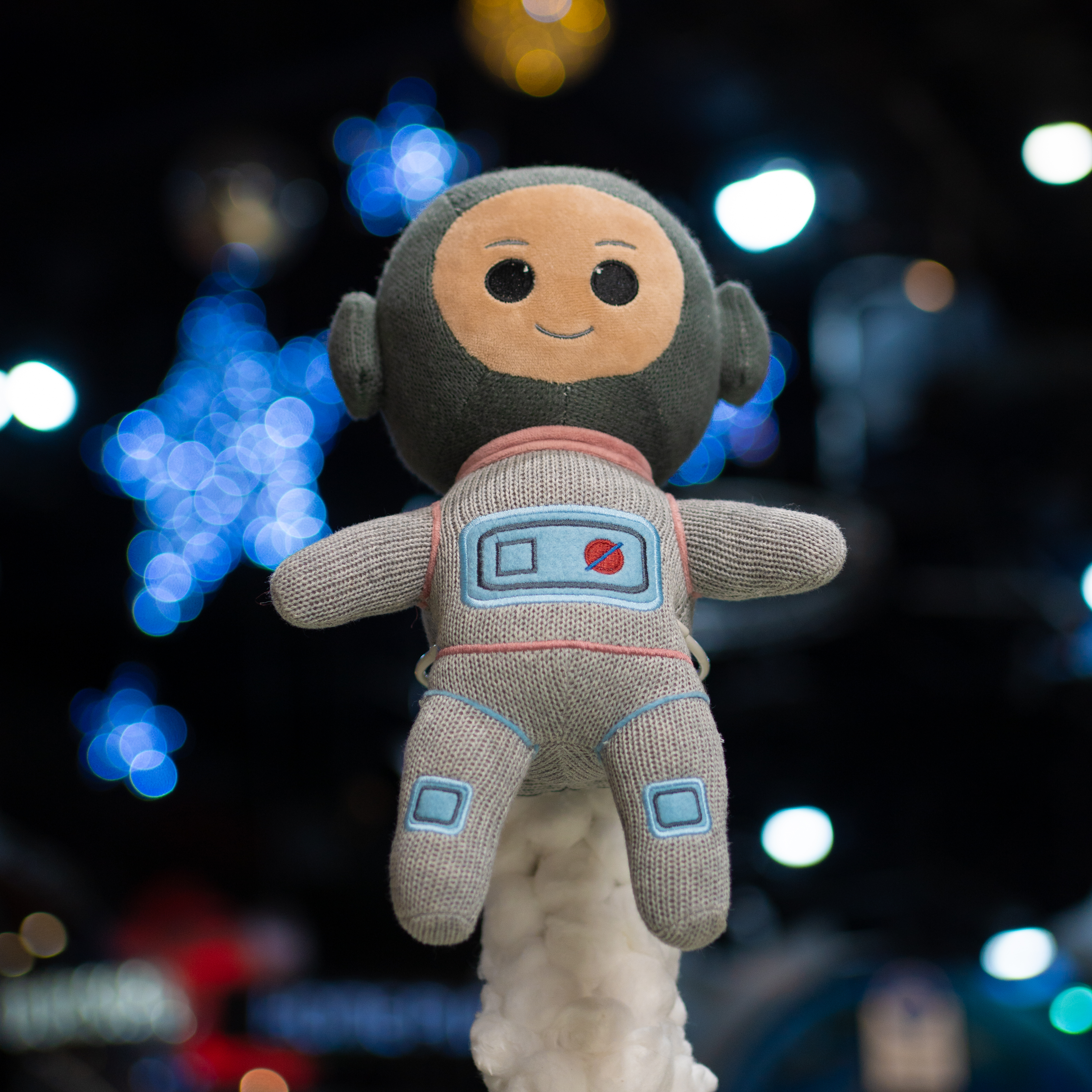 Ziggy toy in the galleries with stars in the background